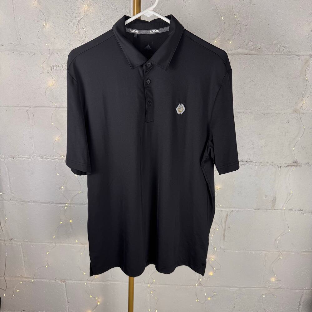 adidas men’s black performance golf polo shirt embroidered logo size L